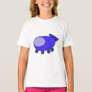 T-shirt Dessin Animé Anime Popcorn Bateau Spatial Bleu Avi