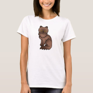 T-shirt Dessin animé de chat persan de couleur marron choc