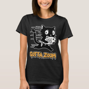 T-shirt Dessin animé de chat qui vole du poisson avec un z