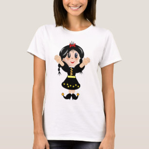 T-shirt Dessin animé de petite fille mignonne et heureuse