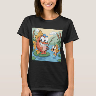 T-shirt Dessin animé de poisson drôle de pêche – Pon d'ang