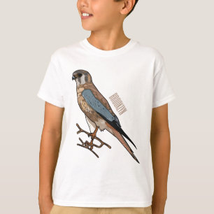 T-shirt dessin animé d'oiseau-kestrel américain