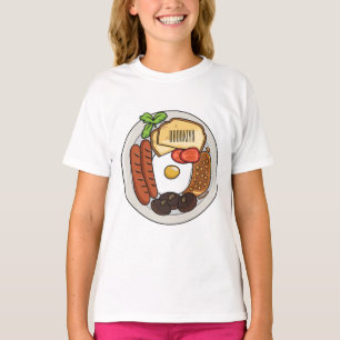 T-shirt dessin animé du petit-déjeuner anglais