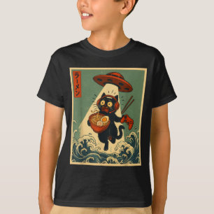 T-shirt Dessin Animé Japonais Vintage Drôle Chat Joueur De