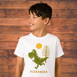 T-shirt Dessin Animé Mignon Drôle Dinosaure en Course Jura