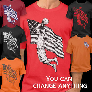 T-shirt Dessin artistique du drapeau américain de basketba