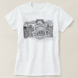 T-shirt Dessin au trait appareil-photo