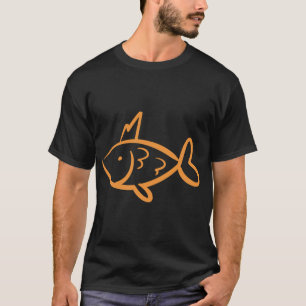 T-shirt Dessin au trait de poisson roi doré, gribouillage 