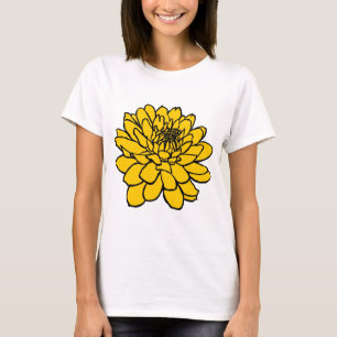 T-shirt Dessin Chrysanthemum - Noir et ambre