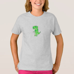 T-shirt Dessin d'aquarelle Dinosaure Vert