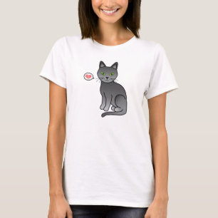 T-shirt Dessin de chat de race Russian Blue mignon avec un