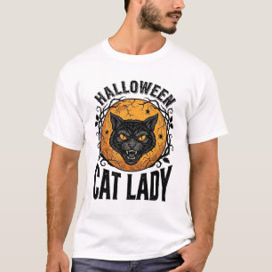 T-shirt Dessin de chemise de chat noir vintage Lady Hallow