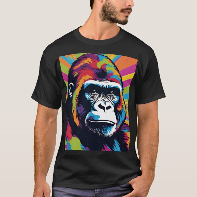 T-shirt Dessin de dessin de peinture Gorilla Pop (Devant)