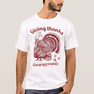 T-shirt Dessin de dindon texturé en sépia rouge riche sur