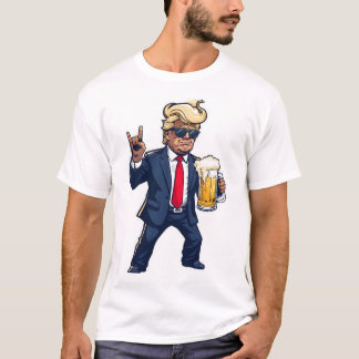 T-shirt Dessin De Donald Trump En Pose Dynamique Avec Mug 