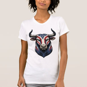 T-shirt Dessin de gravure vintage de tête de taureau patri