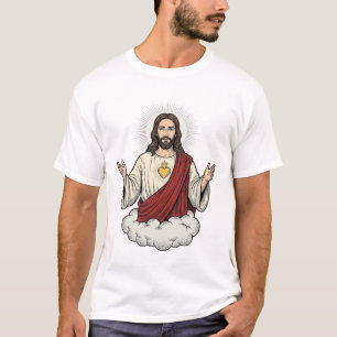 T-shirt Dessin de gravure vintage dévotionnel du Sacré-Cœu