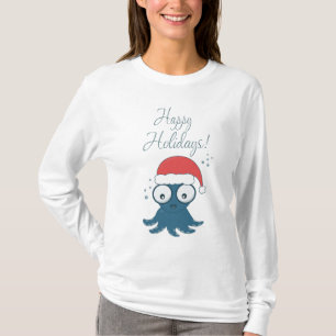 T-shirt dessin de la pieuvre bleue caricaturale