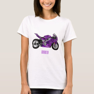 T-shirt Dessin de moto de sport violet