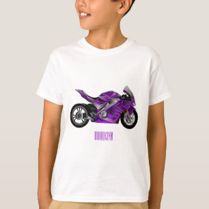 T-shirt Dessin de moto de sport violet