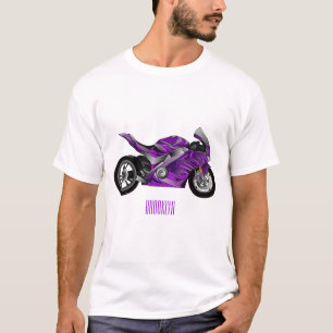 T-shirt Dessin de moto de sport violet