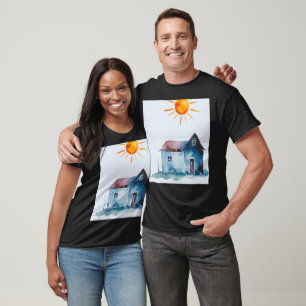 T-shirt Dessin De Peinture, Maison Et Soleil Fabriqués Par