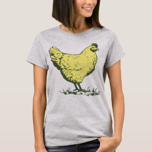 T-shirt Dessin de poule jaune vintage Élevage de volaille