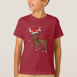 T-shirt Dessin de rennes mignons avec des flocons de neige