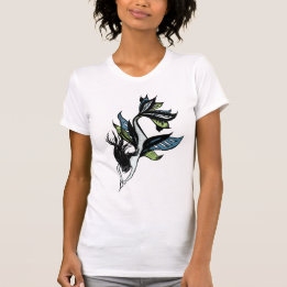 T-shirt Dessin de sirène Belle encre bleue verte