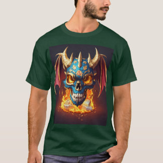 T-shirt dessin de style crâne de mascotte drago 100% coton