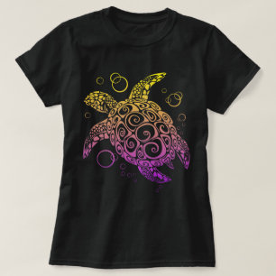 T-shirt Dessin de tortue de mer couleur dégradé, tortue de