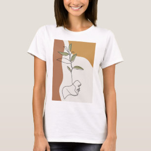 T-shirt Dessin de trait de fleurs, mode de visage créatif
