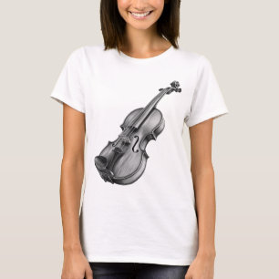 T-shirt Dessin de violon croquis noir et blanc