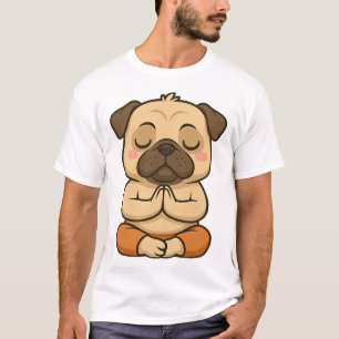 T-shirt Dessin de yoga de méditation de relaxation de pug 