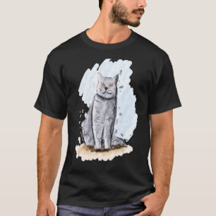 T-shirt Dessin dessiné à la main d'un chat d'art d'un Shor