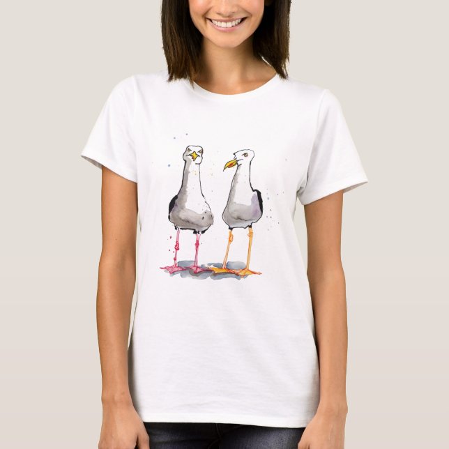 T-shirt Dessin drôle d'encre de seagull - mouettes comique (Devant)