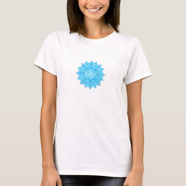 T-shirt Dessin du symbole Om de lotus de verre bleu (Devant)