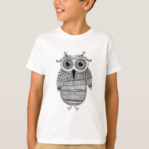 T-shirt Dessin ethnique d'encre de hibou