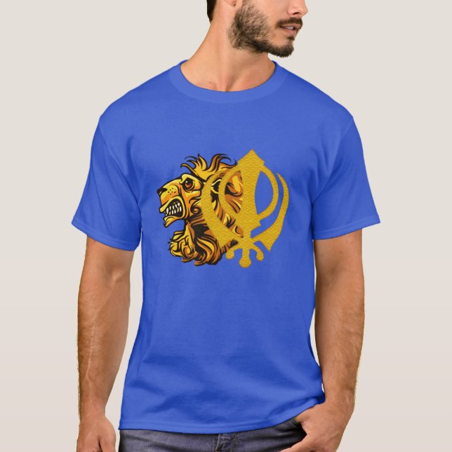 T-shirt Dessin graphique cool du lion sikh khanda (Devant)