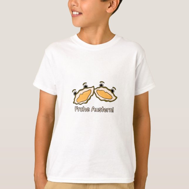 T-shirt Dessin humoristique allemand de l'huître joyeuse (Devant)