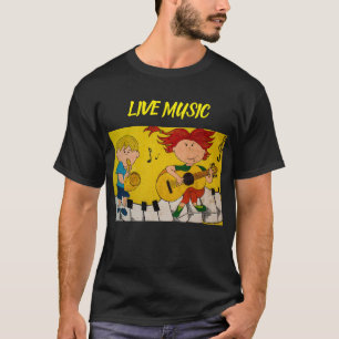 T-shirt Dessin musical en direct noir