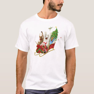 T-shirt Dessin numérique drôle de traîneau de Noël
