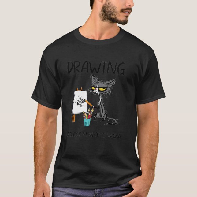 T-shirt Dessin Parce que Meurtre est Mal Chat Dessin (Devant)