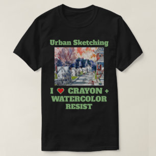 T-shirt Dessin urbain J'adore crayon + Résistance à l'aqua