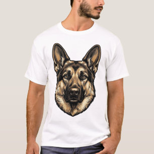 T-shirt Dessin vectoriel de chien de berger de gravure vin