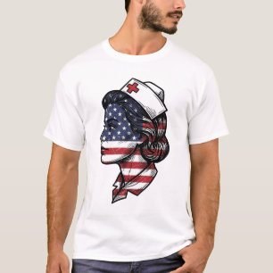 T-shirt Dessin vectoriel de profil d'infirmière avec drape