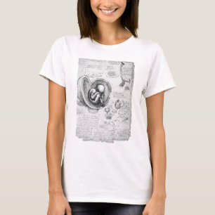 T-shirt Dessin vintage d'un foetus dans l'utérus 1