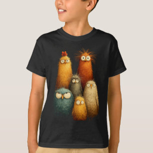 T-shirt Dessins animés drôles d'oiseaux aux yeux écarquill