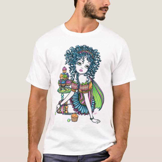 T-shirt Dessus d'art de gâteau de tasse féerique de (Devant)