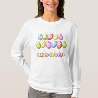 T-shirt Dessus du L/S des femmes heureuses de Pâques
